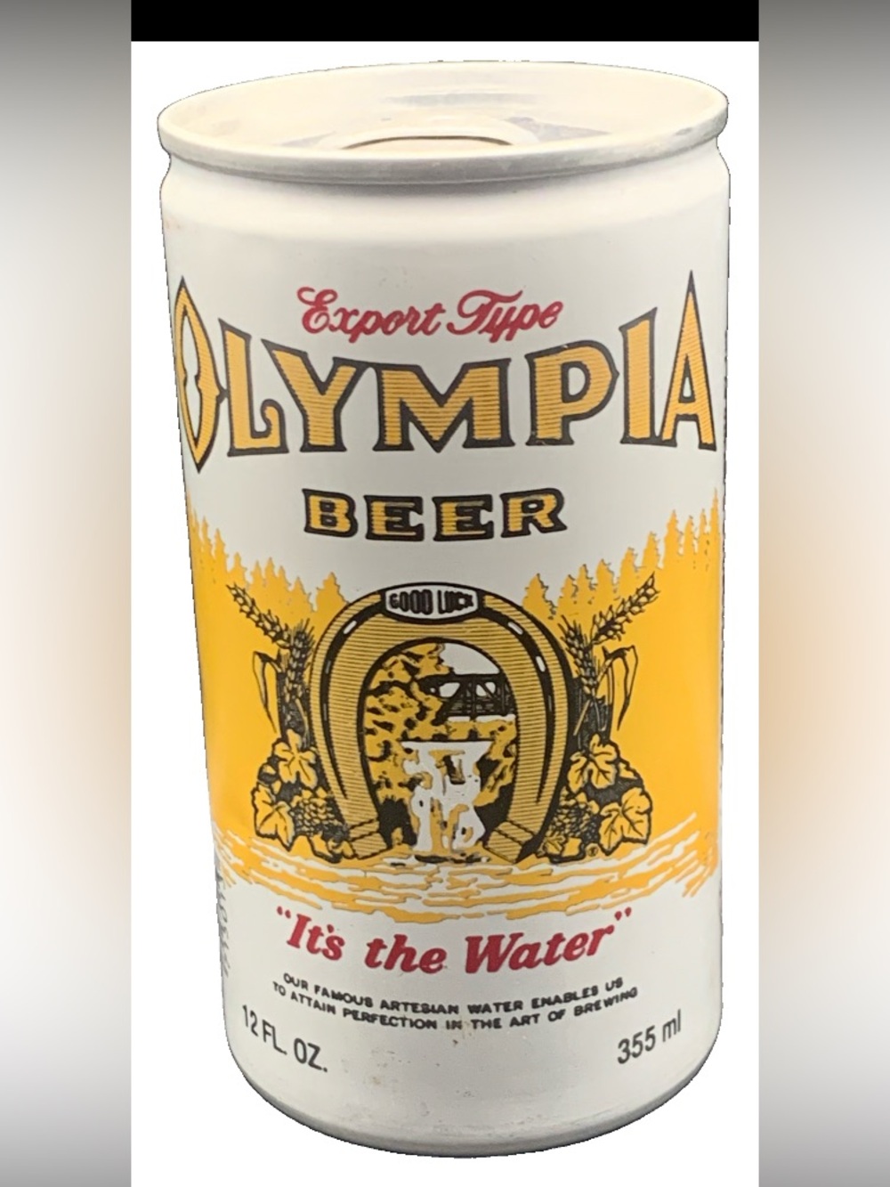 Vintage Beer Can Olympia Beer It's In The Water Export Type Pull Tab Empty